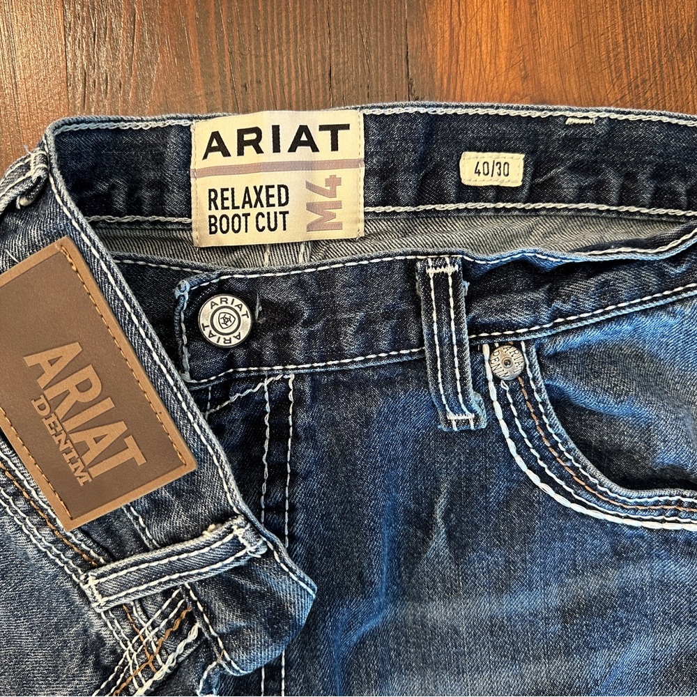 Ariat M4 Men's Relaxed Boot Cut Jeans - Dark Blue, 40/30